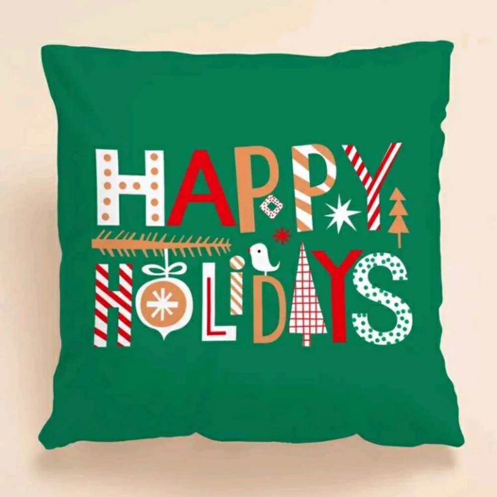 NIP Christmas Slogan Graphic Pillow Cover 17.7 By 17.7